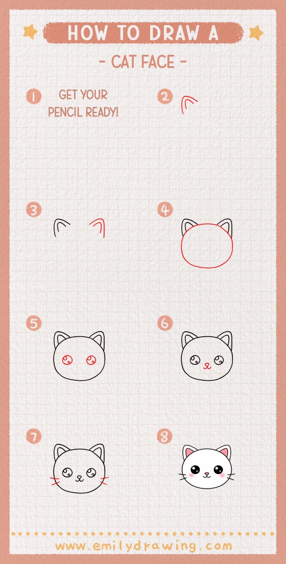 how to draw a cat face pinterest pin